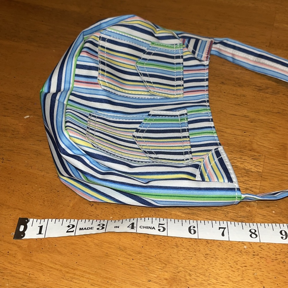 Striped Multicolor Pastel Blue White Green Pink Yellow Zippered Shoulder Bag - Picture 10 of 13